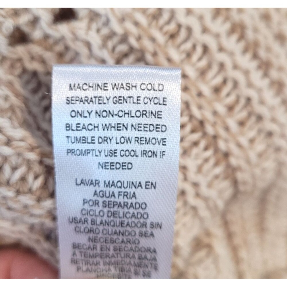 FCT With Love Chevron Crochet Cropped Knit Sweater Women's XL Boxy Beige Blue - Picture 6 of 8